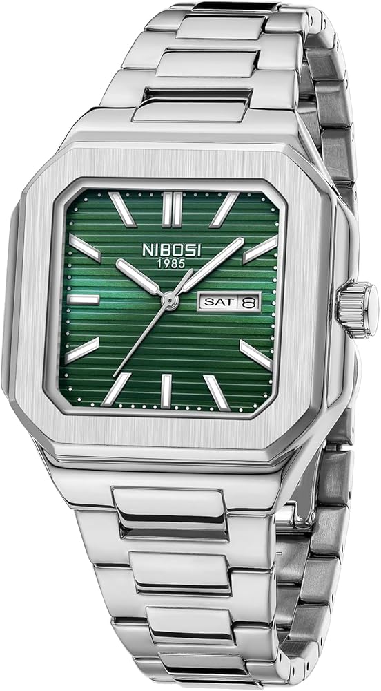 NIBOSI Men Watches Analog Quartz Stainless Steel Silver Watches for Men
