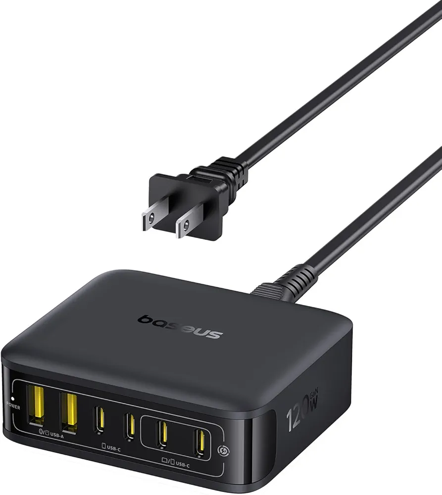 Baseus Charging Station 120W, 6-in-1 USB-C PD Fast Charging Desktop Charger
