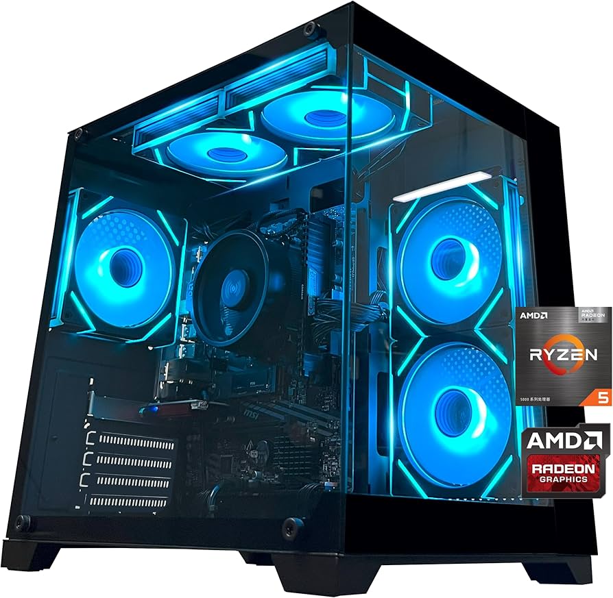 YAWYORE Gaming PC Desktop Computer AMD R5 5600GT 16GB 1TB NVMe Towers WiFi