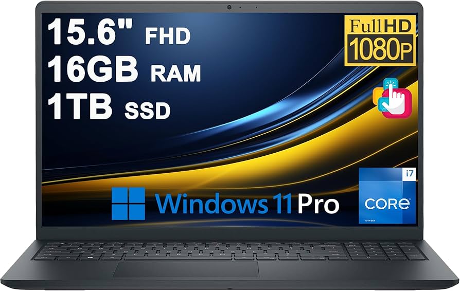 Dell 15 Business Laptop 15.6" FHD Anti-Glare Touchscreen Intel 10-core i7-1355U 16GB RAM 1TB SSD