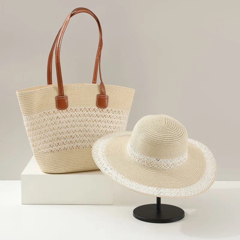 Large Square Paper Straw Tote Bag For Women