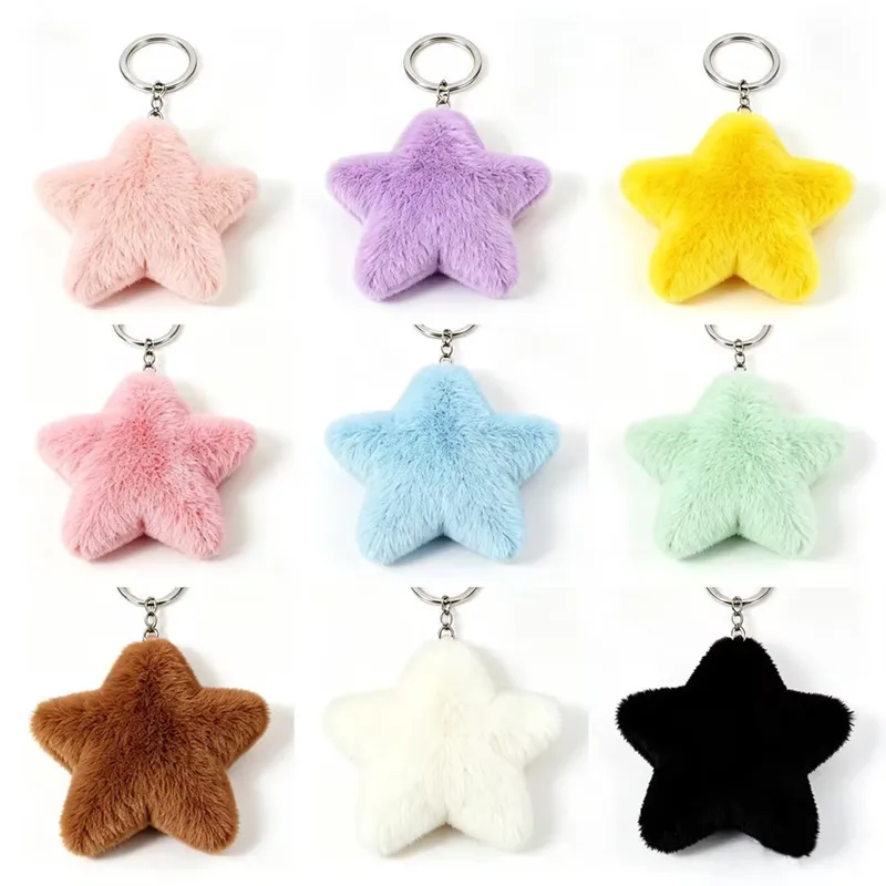 New Year Plush Key Chains In White, Bag