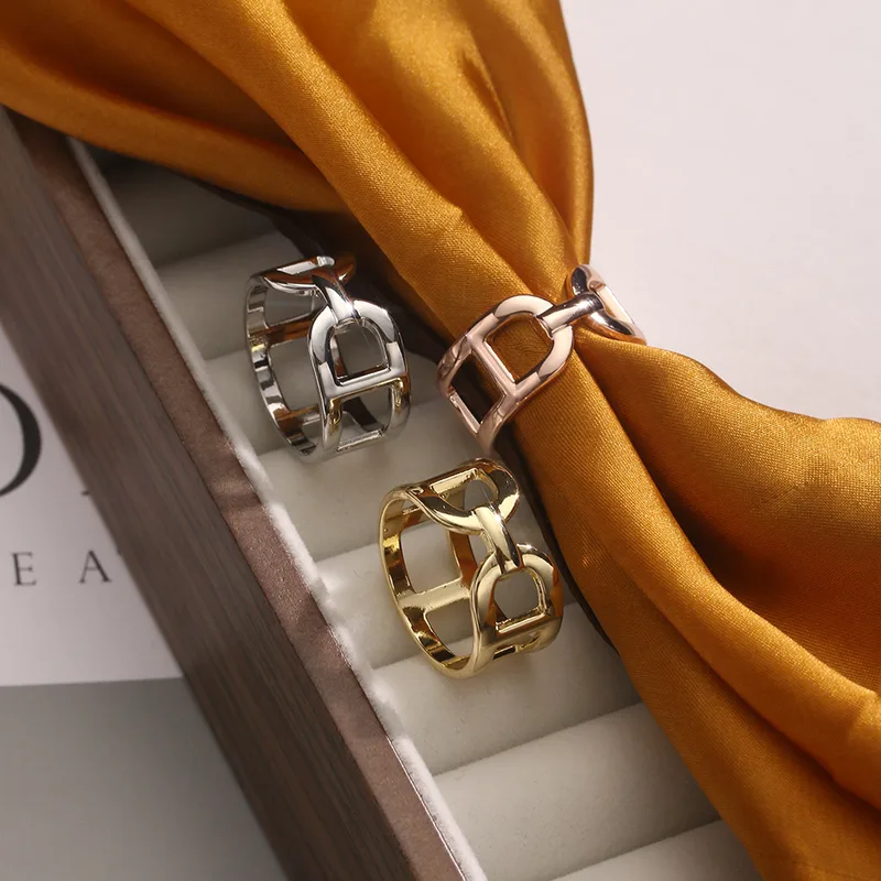 Elegant Smooth Surface Letter A Silk Scarf Ring Circle