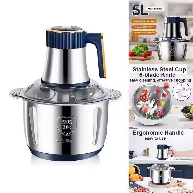 Electric Meat Grinder 5L Stainless Steel Meat Mincer Vegetables Blender