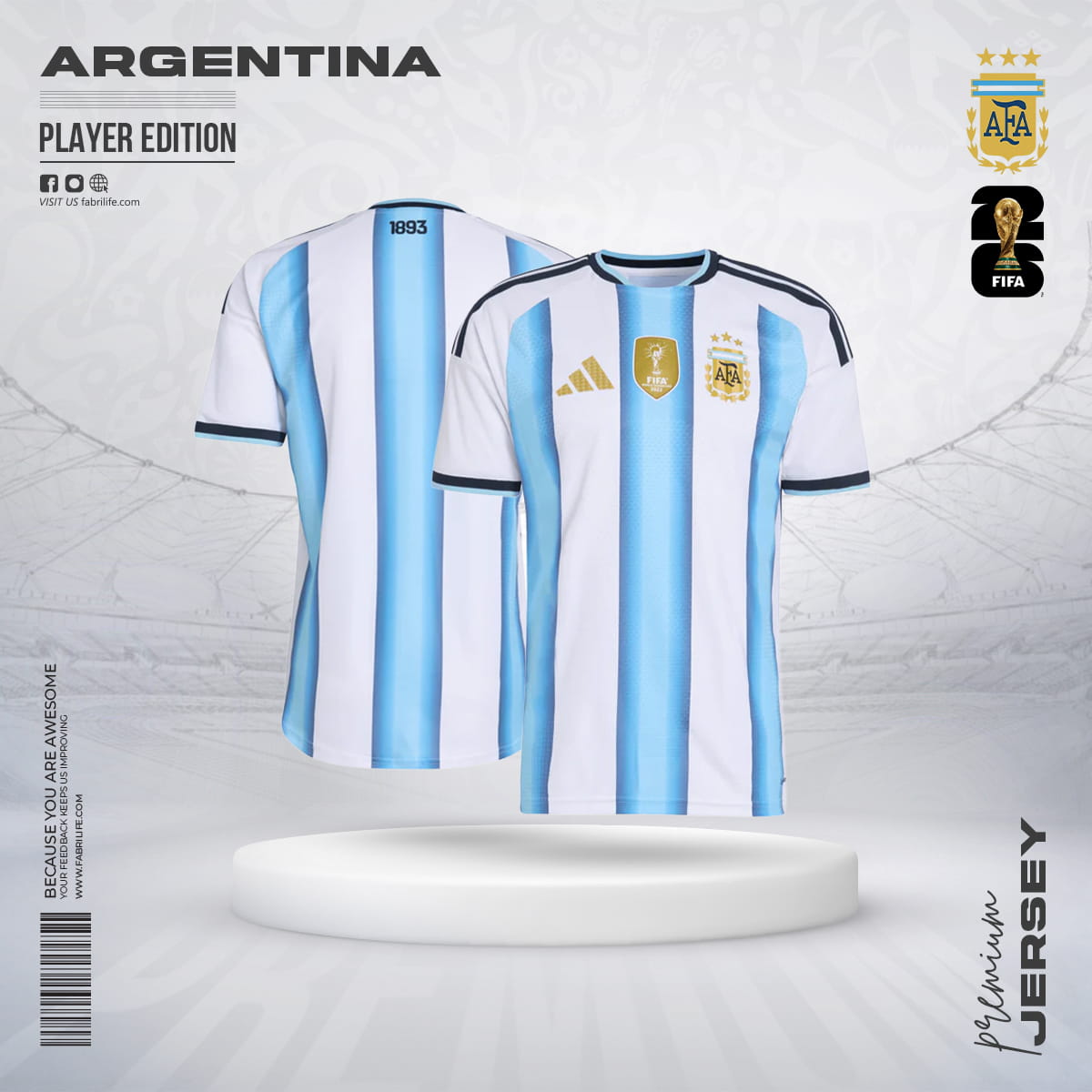 Argentina 2026 World Cup Home Jersey - Player Edition