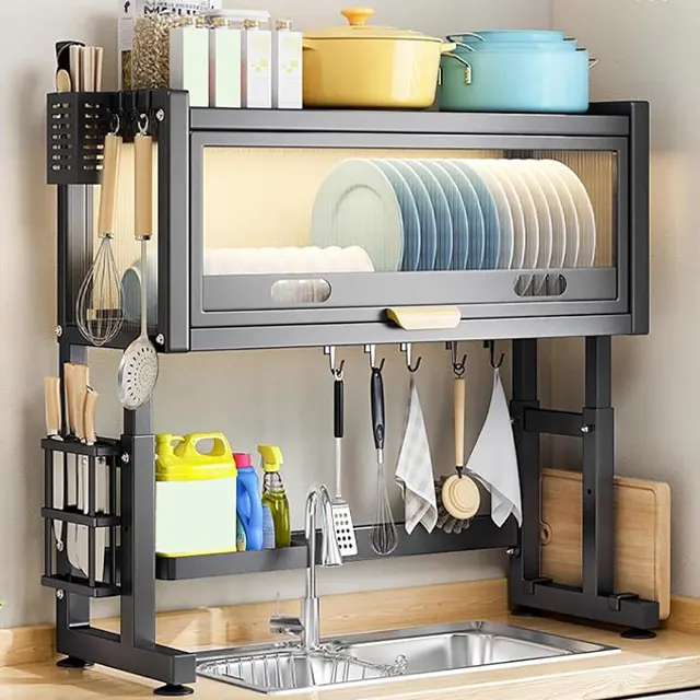Height Adjustable Over The Sink Dish Rack