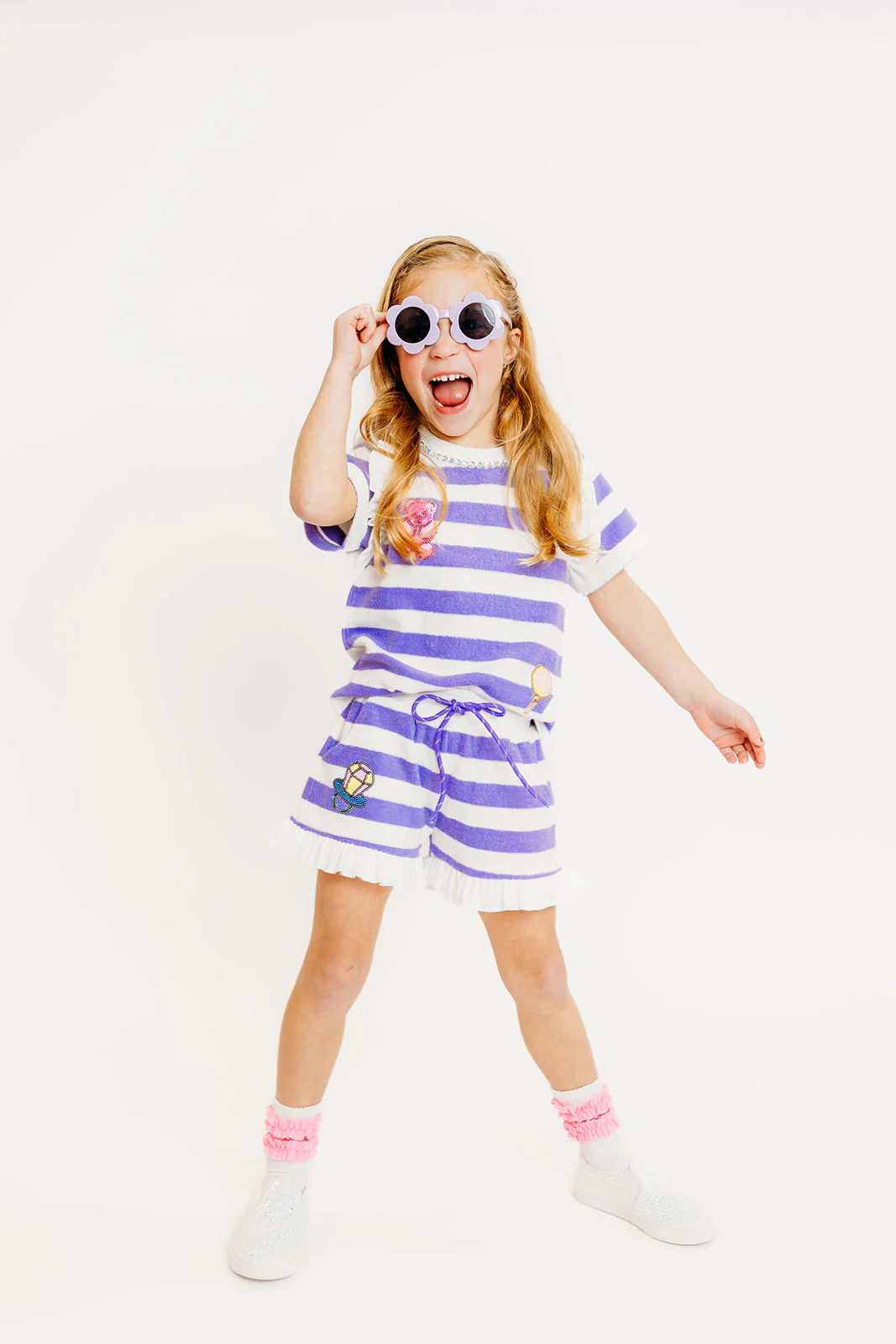 PURPLE STRIPE CANDY TERRY SET