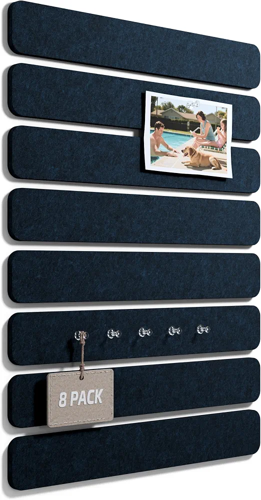Fluxynara Cork Board Alternative Felt Strip Board 8-Pack 13"x2", Office Pin Board