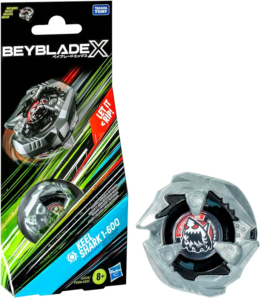 Beyblade X Keel Shark 1-60Q Booster Pack Set with Attack Type Top; Authentic Takara Tomy Battle Tops Games/Toys for Boys and Girls 8+