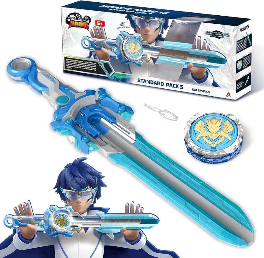 INFINITY NADO Battling Toys, Spinning Top and Sword Launcher Battle Set Toys for Kids, Battle Brust Sword Top Toys for 5 6 7 8 9 10 11 12 Year Old Boys, Gale Wings