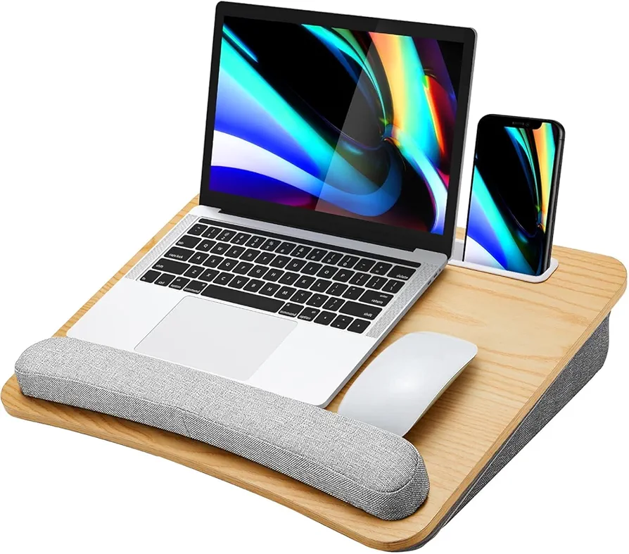 HUANUO Laptop Lap Desk - Portable Lap Desk with Pillow Cushion, Fits up to 15.6 inch Laptop