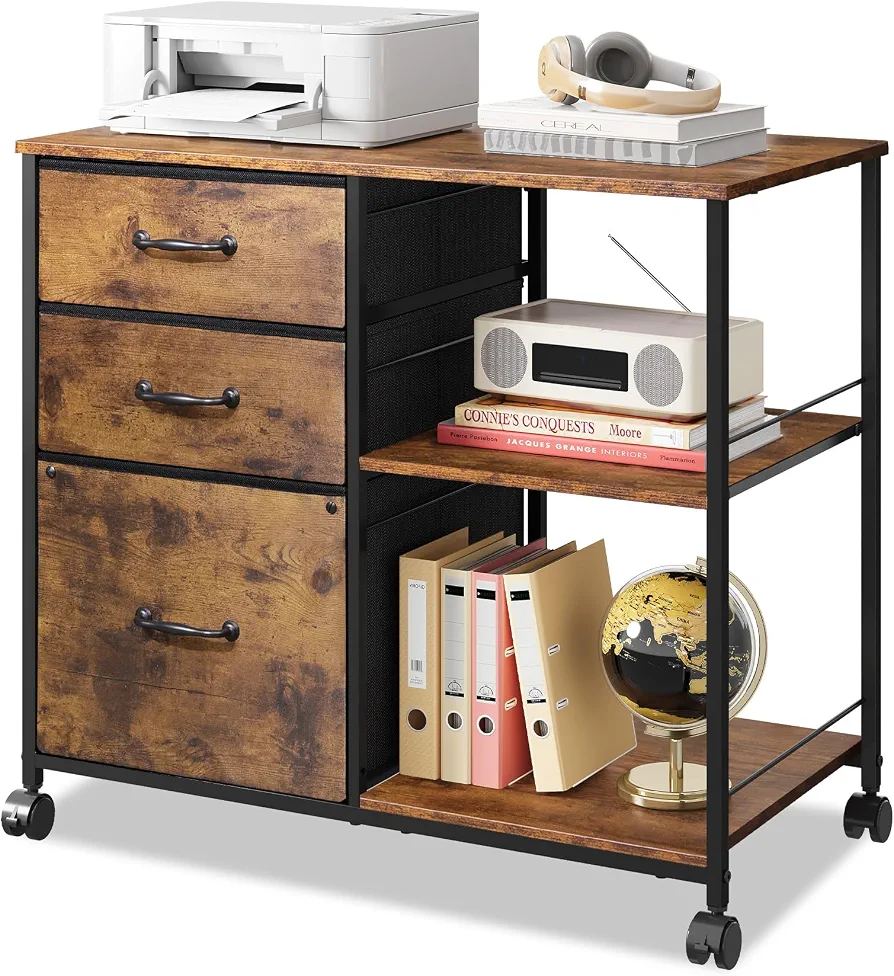 DEVAISE 3 Drawer Mobile File Cabinet with Open Storage Shelf