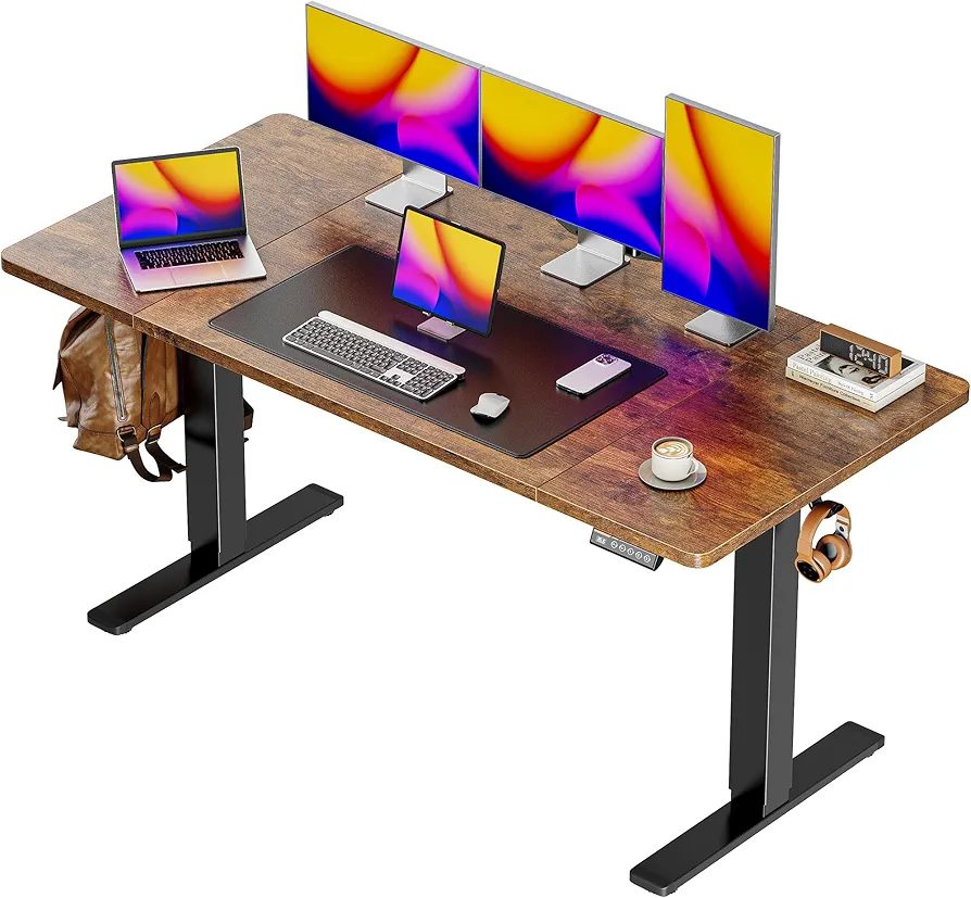 Huuger 55 x 28 Large Electric Standing Desk, Height Adjustable Computer Desk, 27.6" Deep Desktop