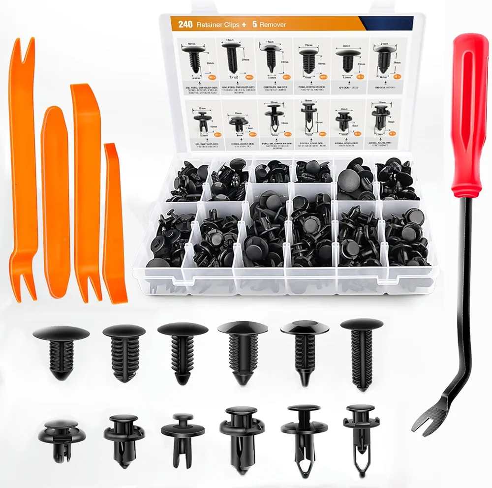 GOOACC 240PCS Bumper Retainer Clips Car Plastic Rivets Fasteners Push Retainer Kit 12 Popular Sizes