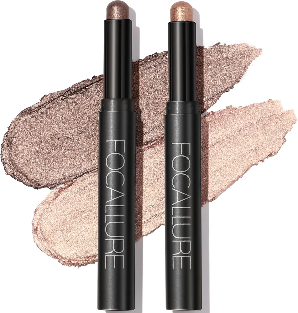 FOCALLURE 2 Pcs Cream Eyeshadow Stick,Brightener Eyeshadow Pencil Crayon,