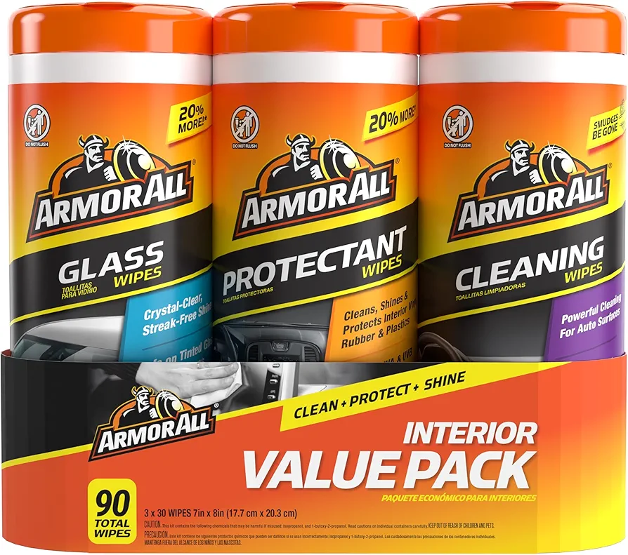 Armor All Car Interior Value Pack, 90 Count, Includes Auto Glass Cleaner