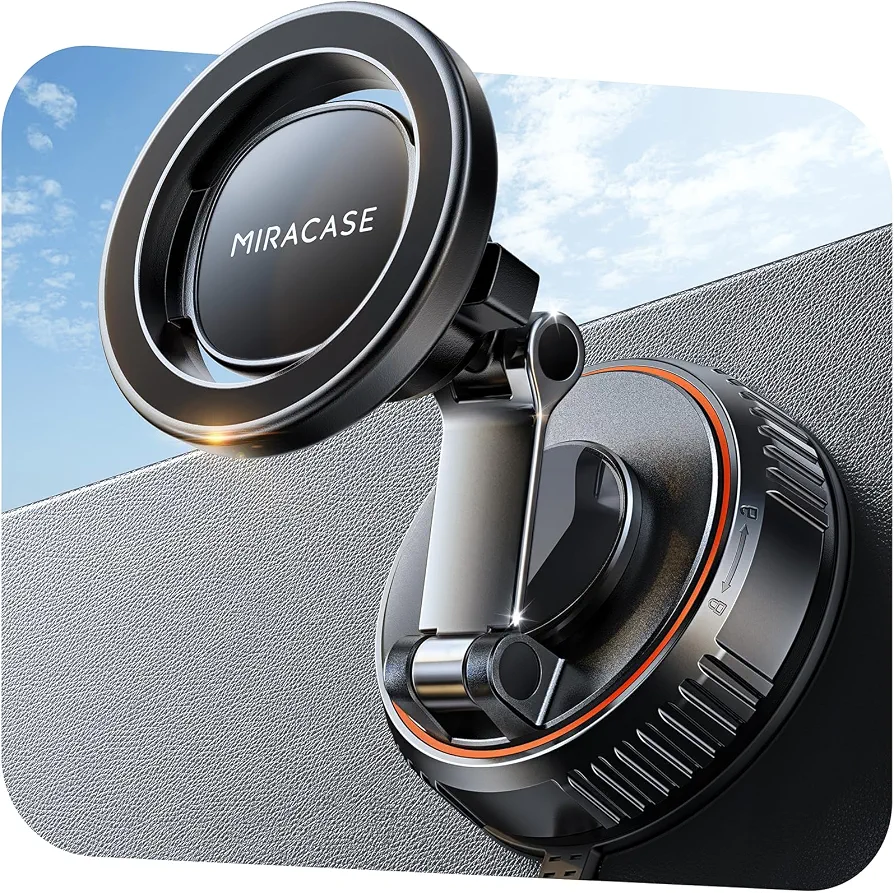 Miracase for MagSafe Car Mount[3600gf Strong Magnet & 89+LBS Suction Base]Vacuum Magnetic Phone