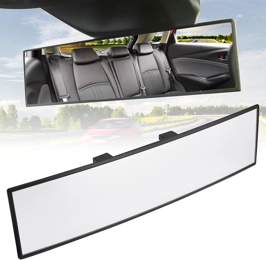 JOYTUTUS Panoramic Rear View Mirror, 12 Inch Wide Angle Clip On Mirror