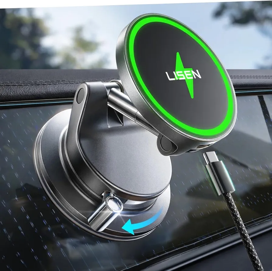 LISEN for 15W Magsafe Car Mount Charger, Magnetic Phone Holders