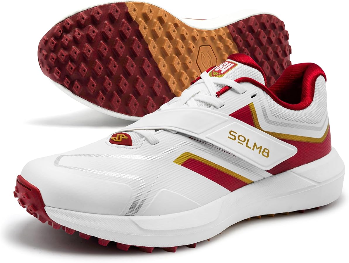 Brand: SOLM8 4.4 4.4 out of 5 stars (184) SOLM8 S4 Cricket Shoes for Men & Women - FlexSkin Seamless Upper, Diagonal Strap