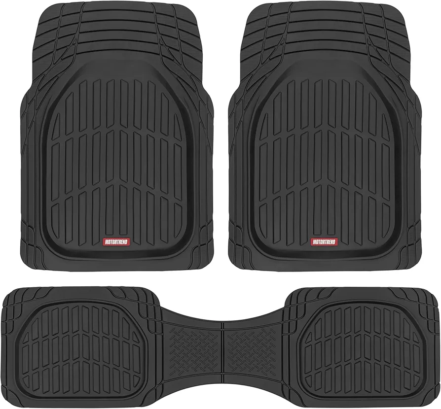 Motor Trend FlexTough Floor Mats for Cars, Black Deep Dish All-Weather Car Mats