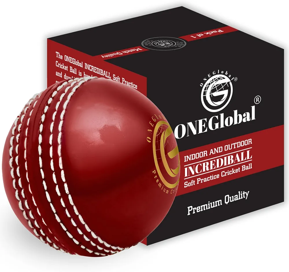 Soft Rubber Cricket Ball for Practice | Outdoor & Indoor Practice Cricket Ball with Core & Stitched Seam | Realistic Feel